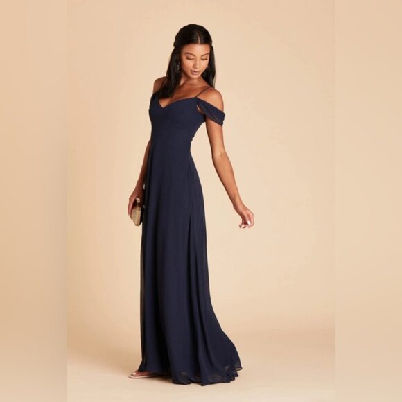 Birdy Grey Devin Convertible Chiffon Navy Blue Bridesmaid Maxi Dress NWT - Picture 2 of 3